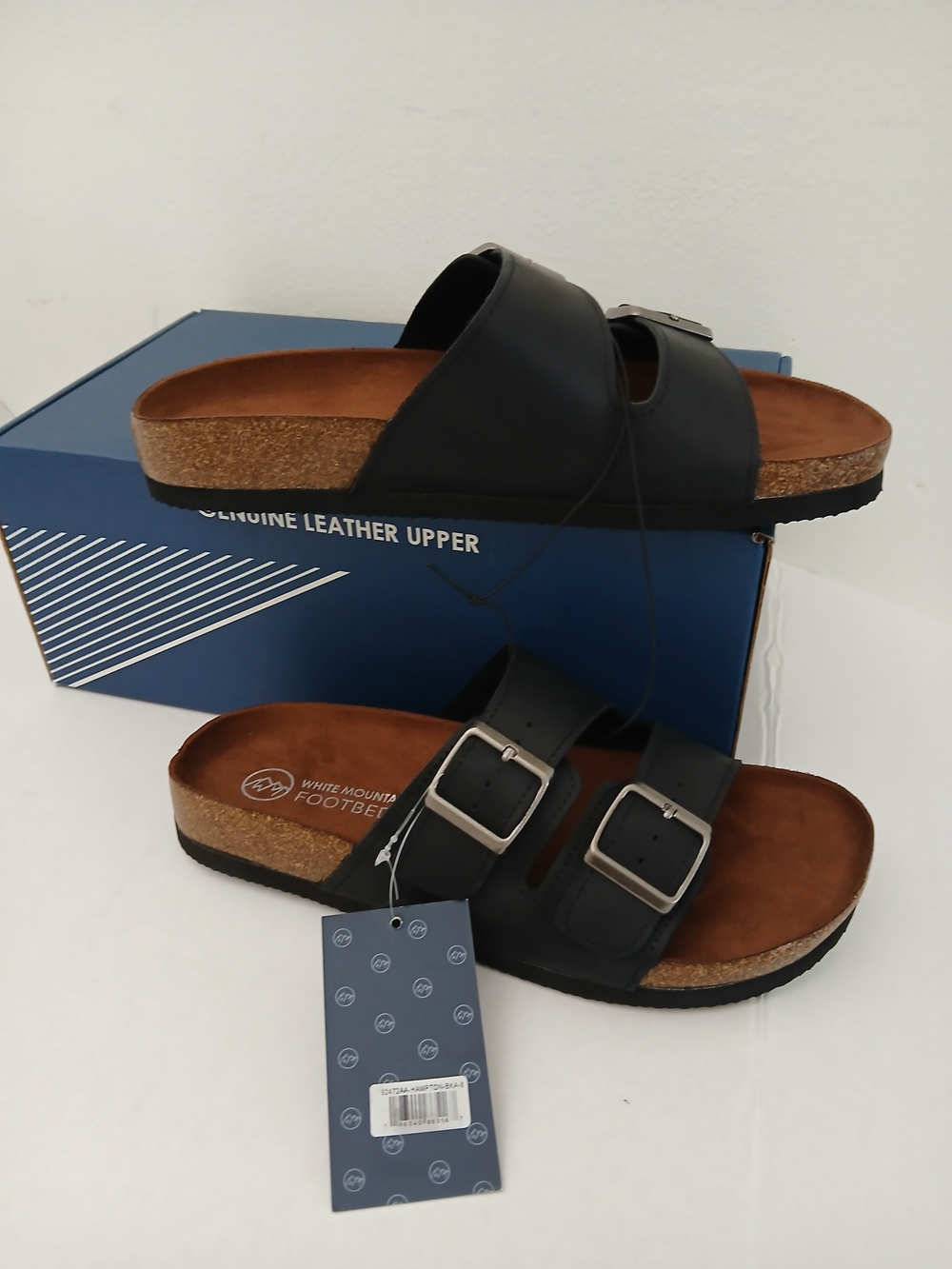 White Mountain Women's Black Double-Buckle Slide Sandals Size 8 $30 - Picture 2 of 8